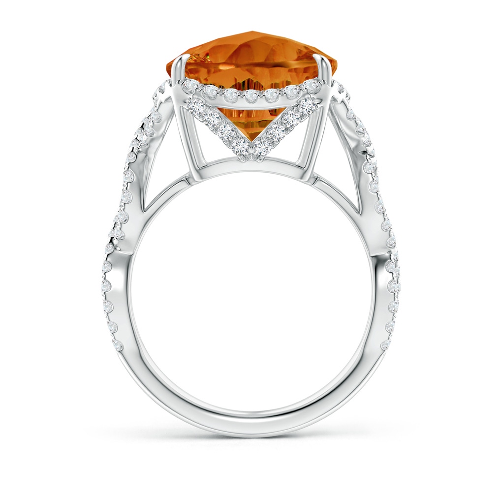 12mm AAAA Cushion Citrine Infinity Shank Ring with Diamonds in White Gold Side-1