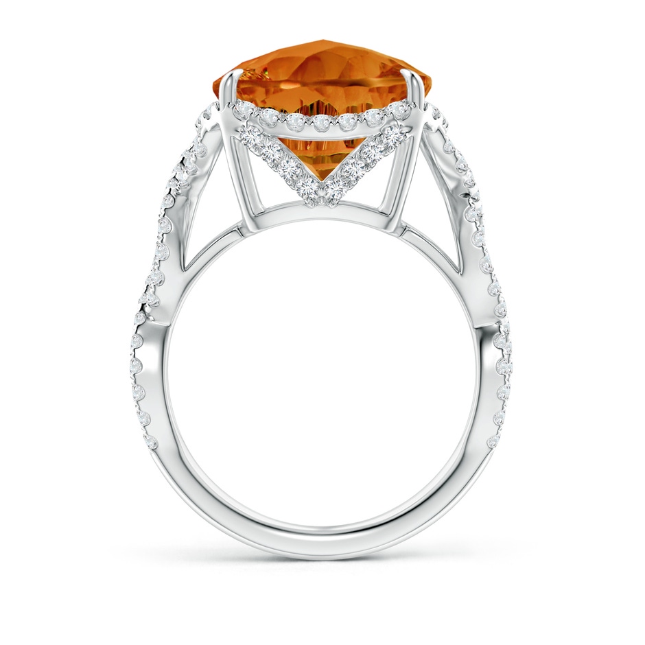 12mm AAAA Cushion Citrine Infinity Shank Ring with Diamonds in White Gold side-1