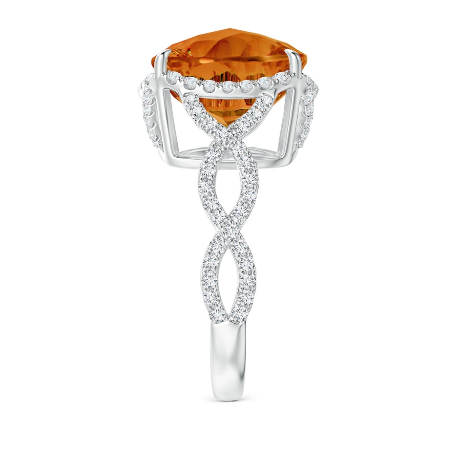 12mm AAAA Cushion Citrine Infinity Shank Ring with Diamonds in White Gold side-2