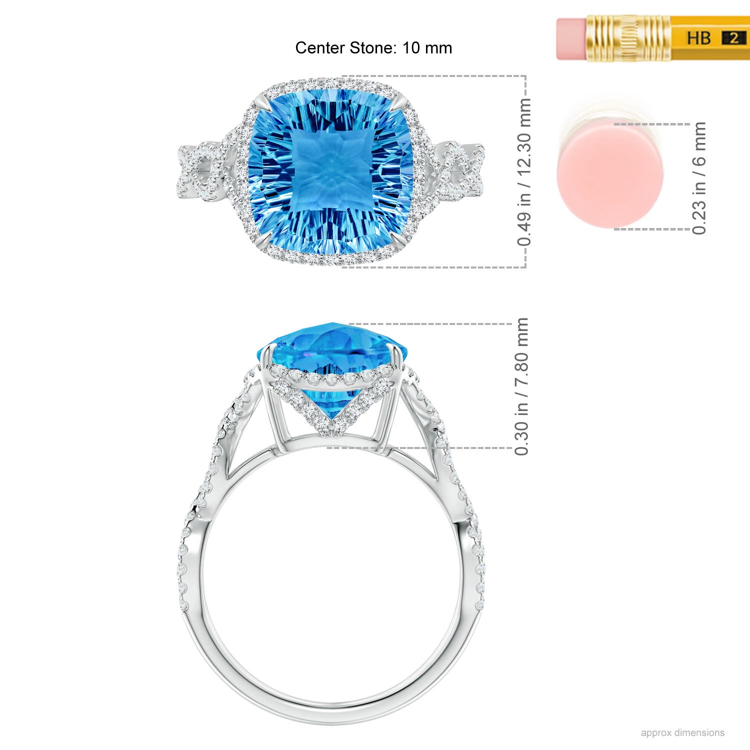 AAAA - Swiss Blue Topaz / 4.7 CT / 14 KT White Gold