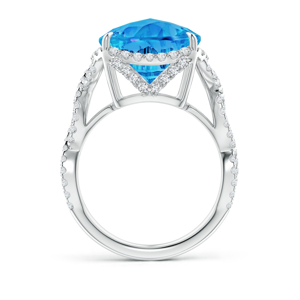 12mm AAAA Cushion Swiss Blue Topaz Infinity Shank Ring with Diamonds in White Gold Side-1