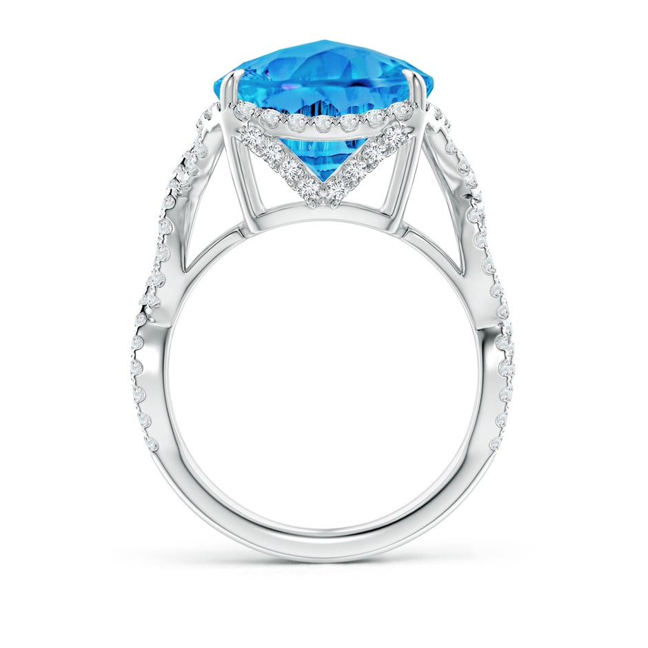 12mm AAAA Cushion Swiss Blue Topaz Infinity Shank Ring with Diamonds in White Gold side-1