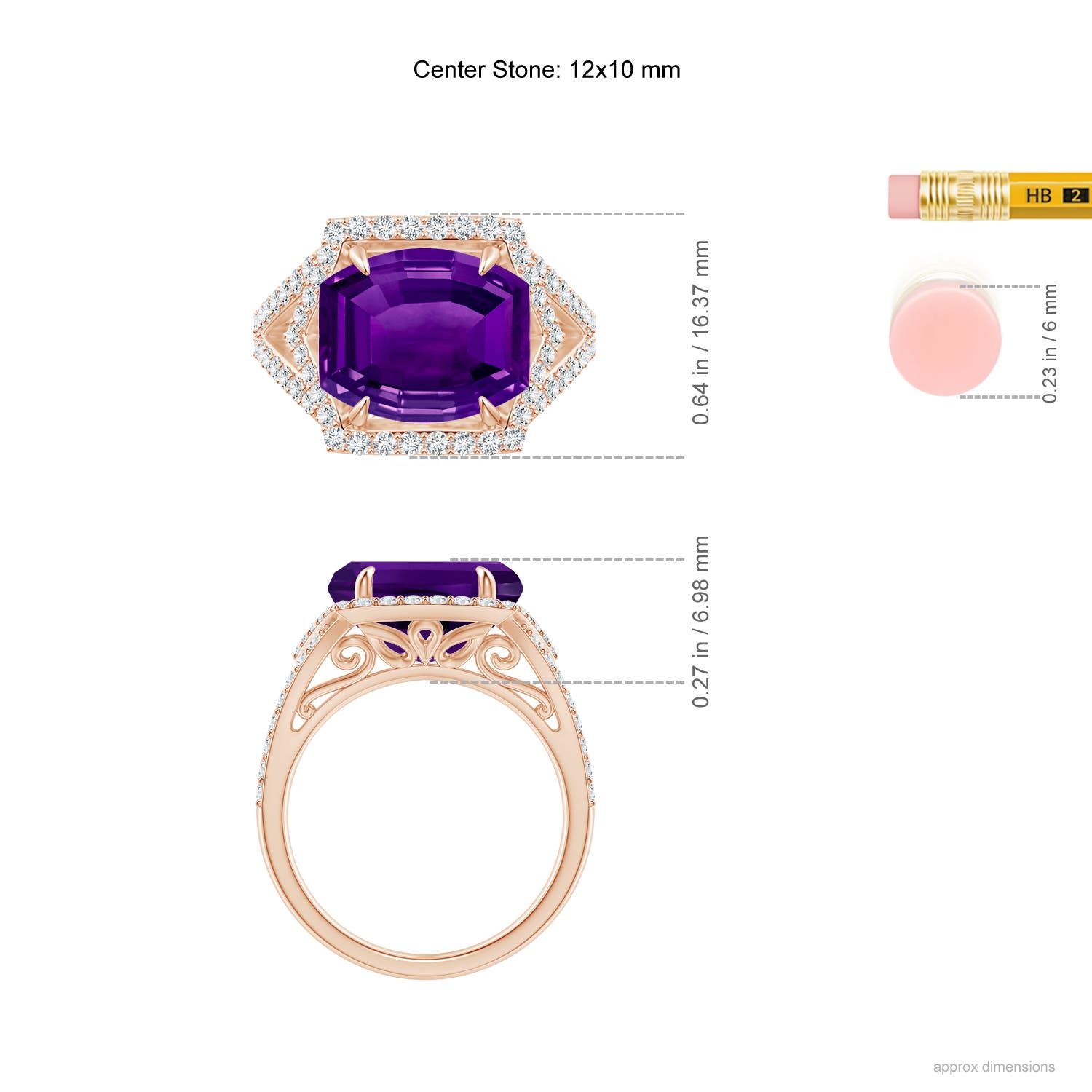 AAAA - Amethyst / 5.22 CT / 14 KT Rose Gold