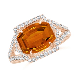 10x8mm AAAA Barrel-Shaped Citrine Split Shank Ring in 10K Rose Gold