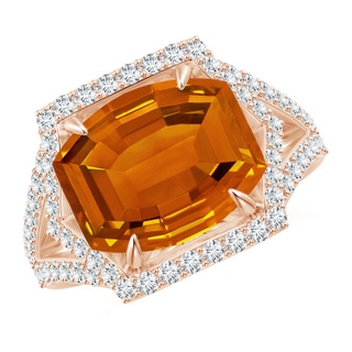 12x10mm AAAA Barrel-Shaped Citrine Split Shank Ring in Rose Gold