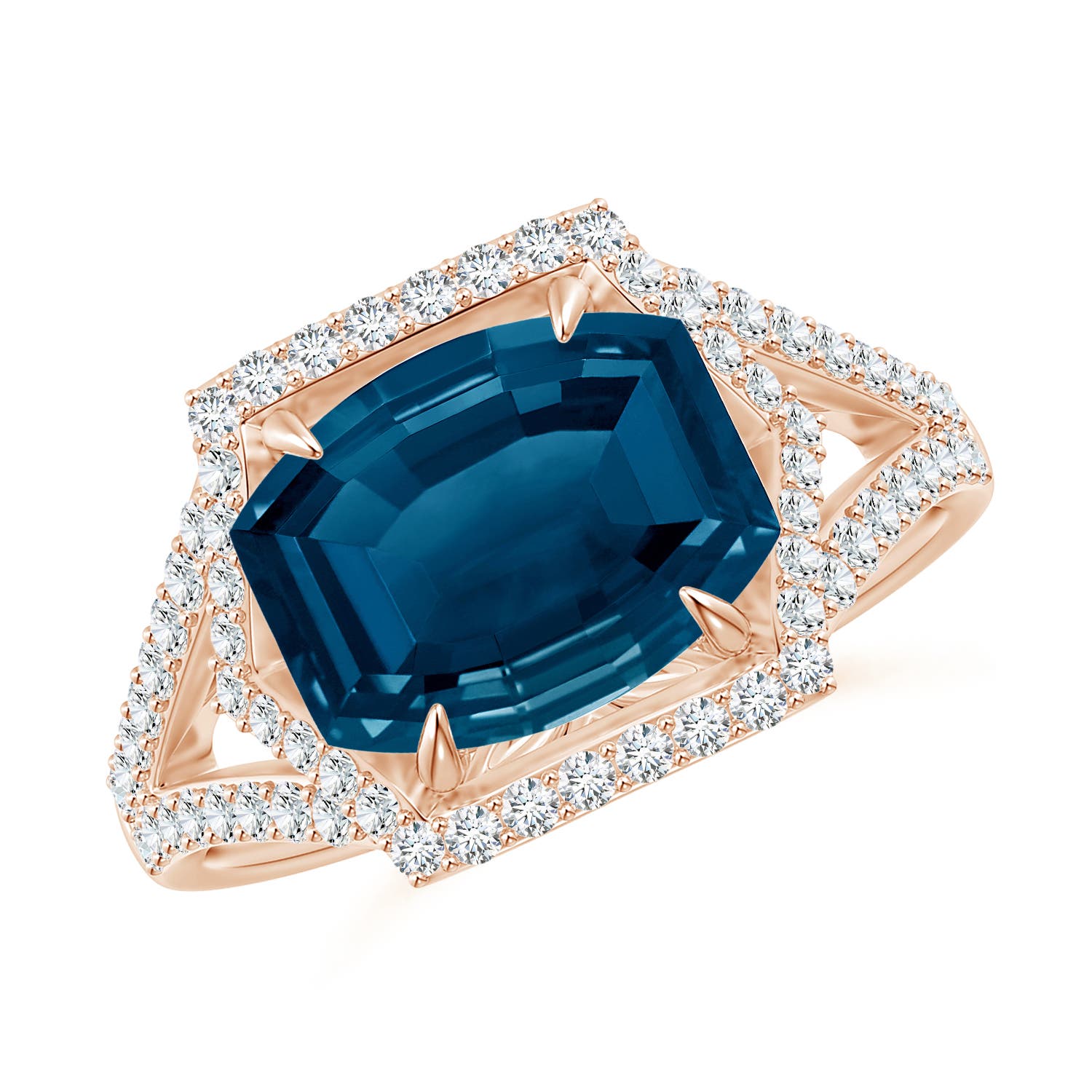 AAAA - London Blue Topaz / 3.95 CT / 14 KT Rose Gold