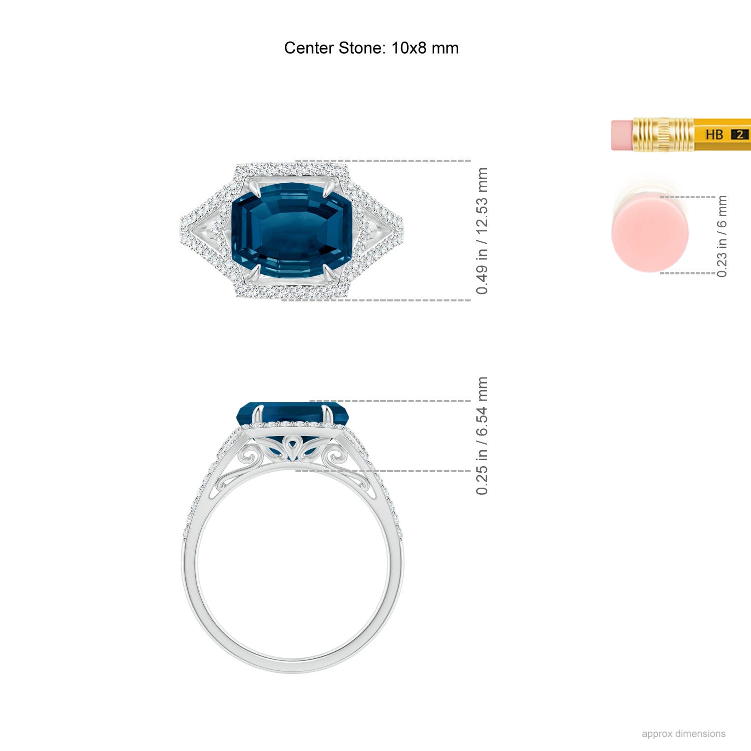 AAAA - London Blue Topaz / 3.95 CT / 14 KT White Gold