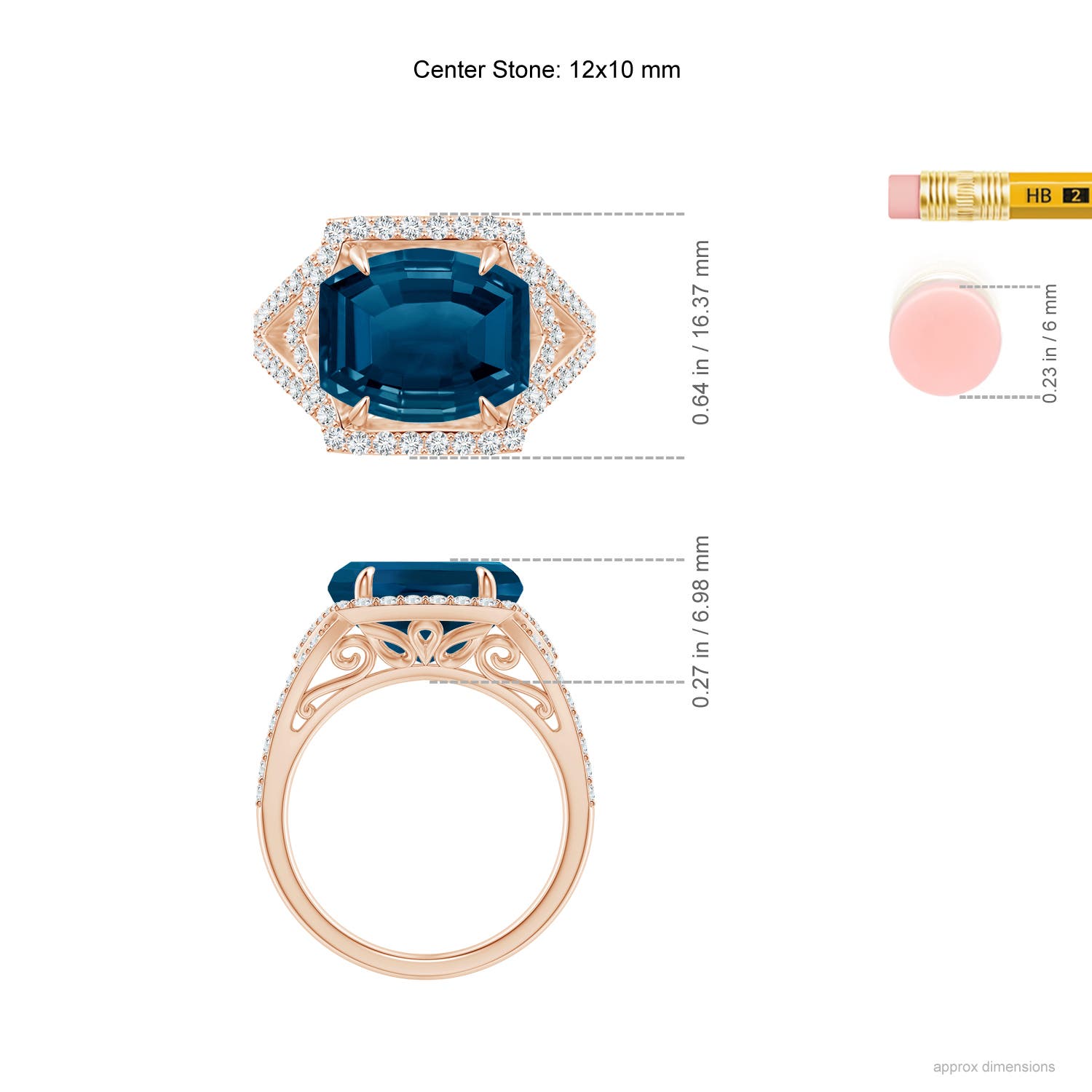 AAAA - London Blue Topaz / 6.12 CT / 14 KT Rose Gold