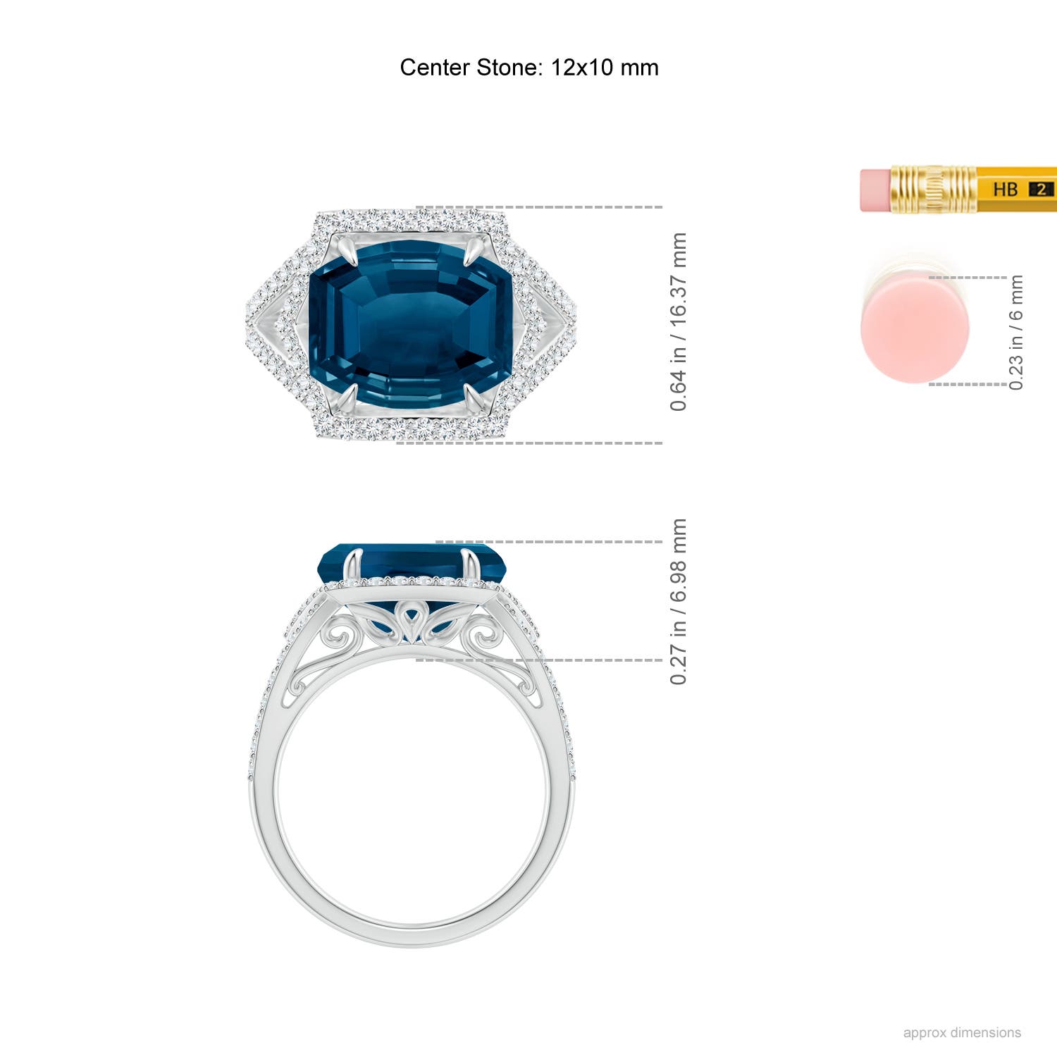 AAAA - London Blue Topaz / 6.12 CT / 14 KT White Gold