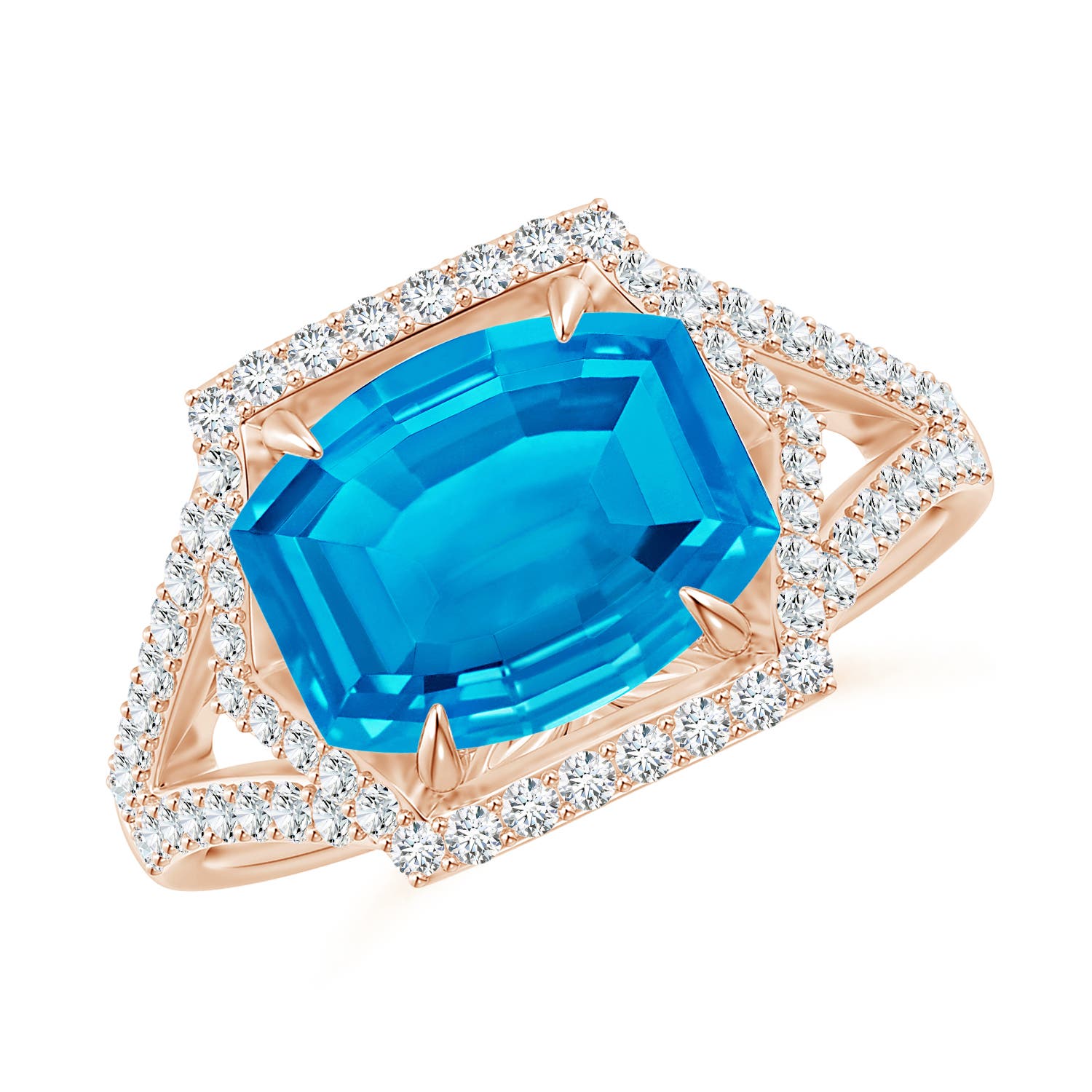 AAAA - Swiss Blue Topaz / 3.95 CT / 14 KT Rose Gold