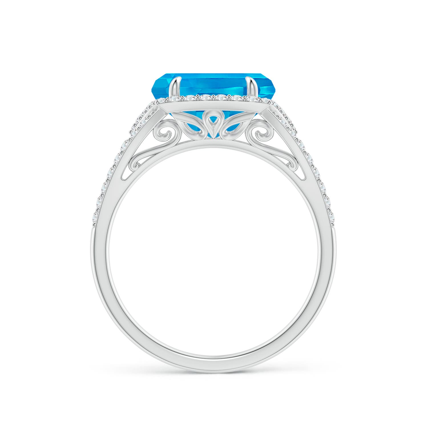 AAAA - Swiss Blue Topaz / 3.95 CT / 14 KT White Gold