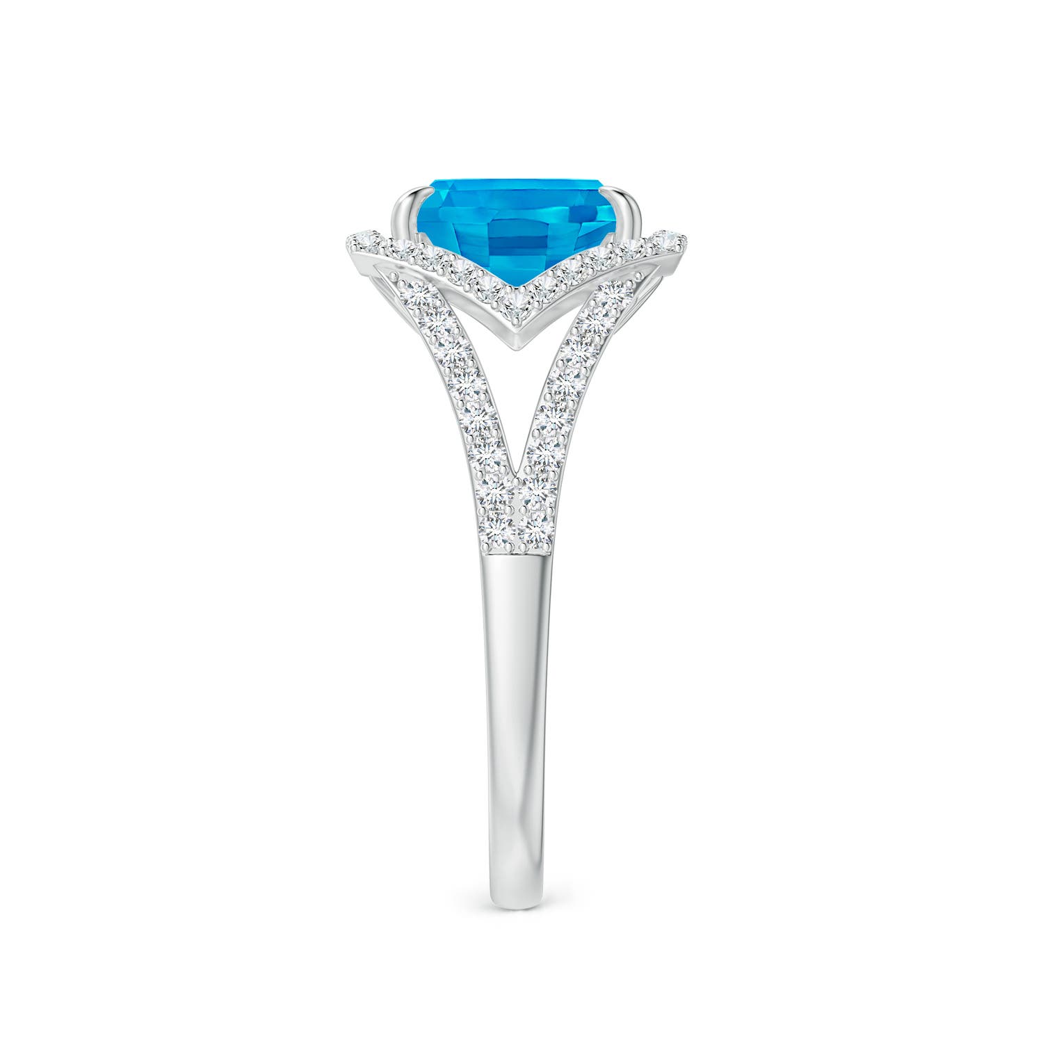 AAAA - Swiss Blue Topaz / 3.95 CT / 14 KT White Gold