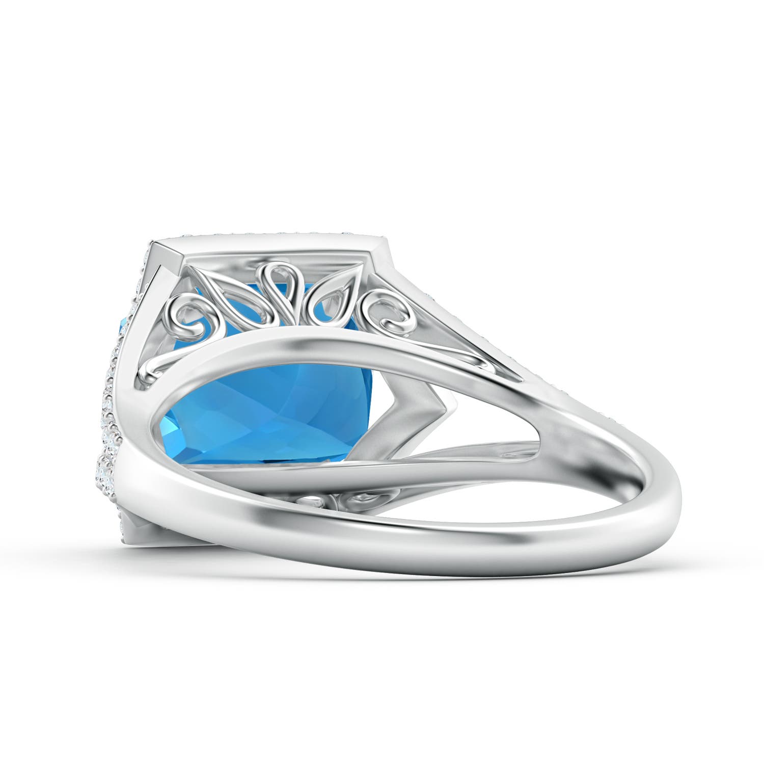 AAAA - Swiss Blue Topaz / 3.95 CT / 14 KT White Gold