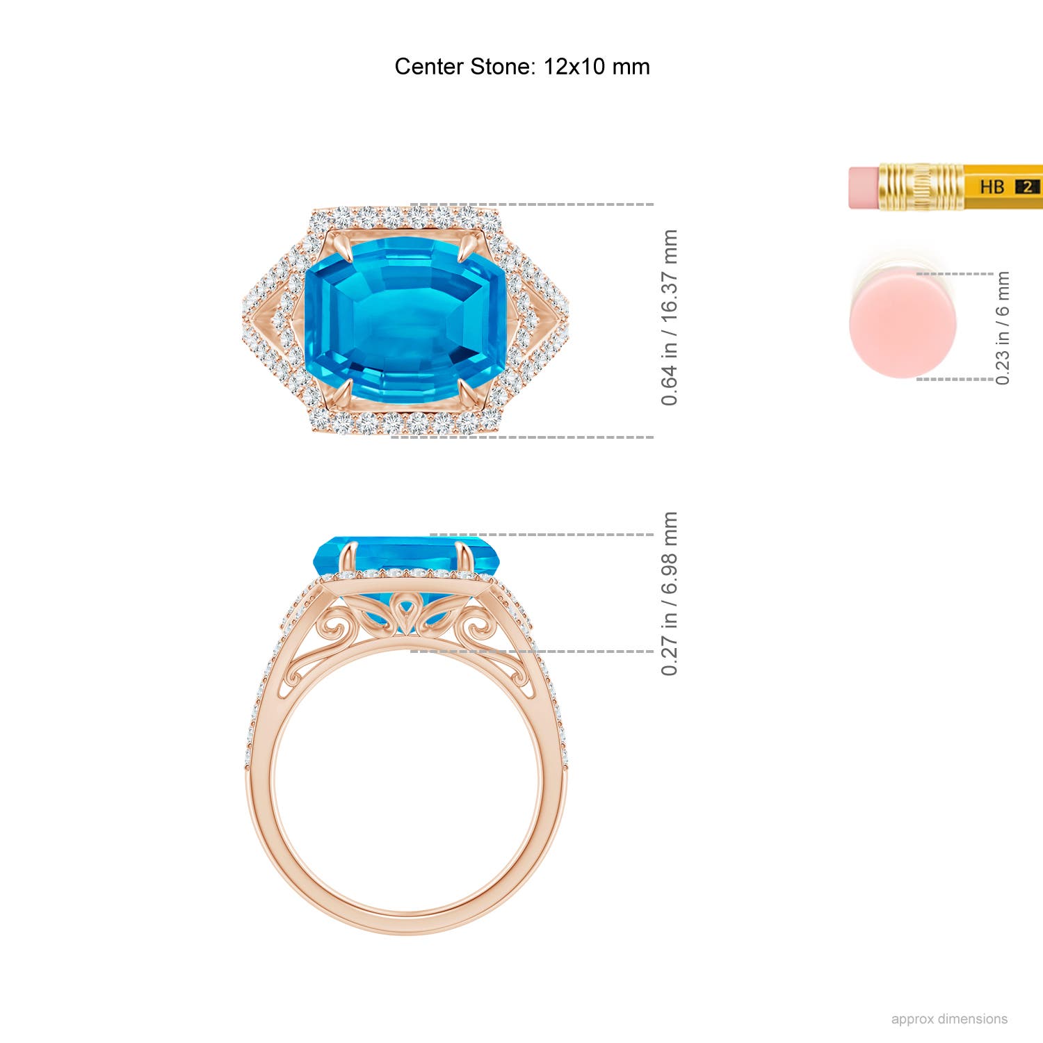 AAAA - Swiss Blue Topaz / 6.12 CT / 14 KT Rose Gold