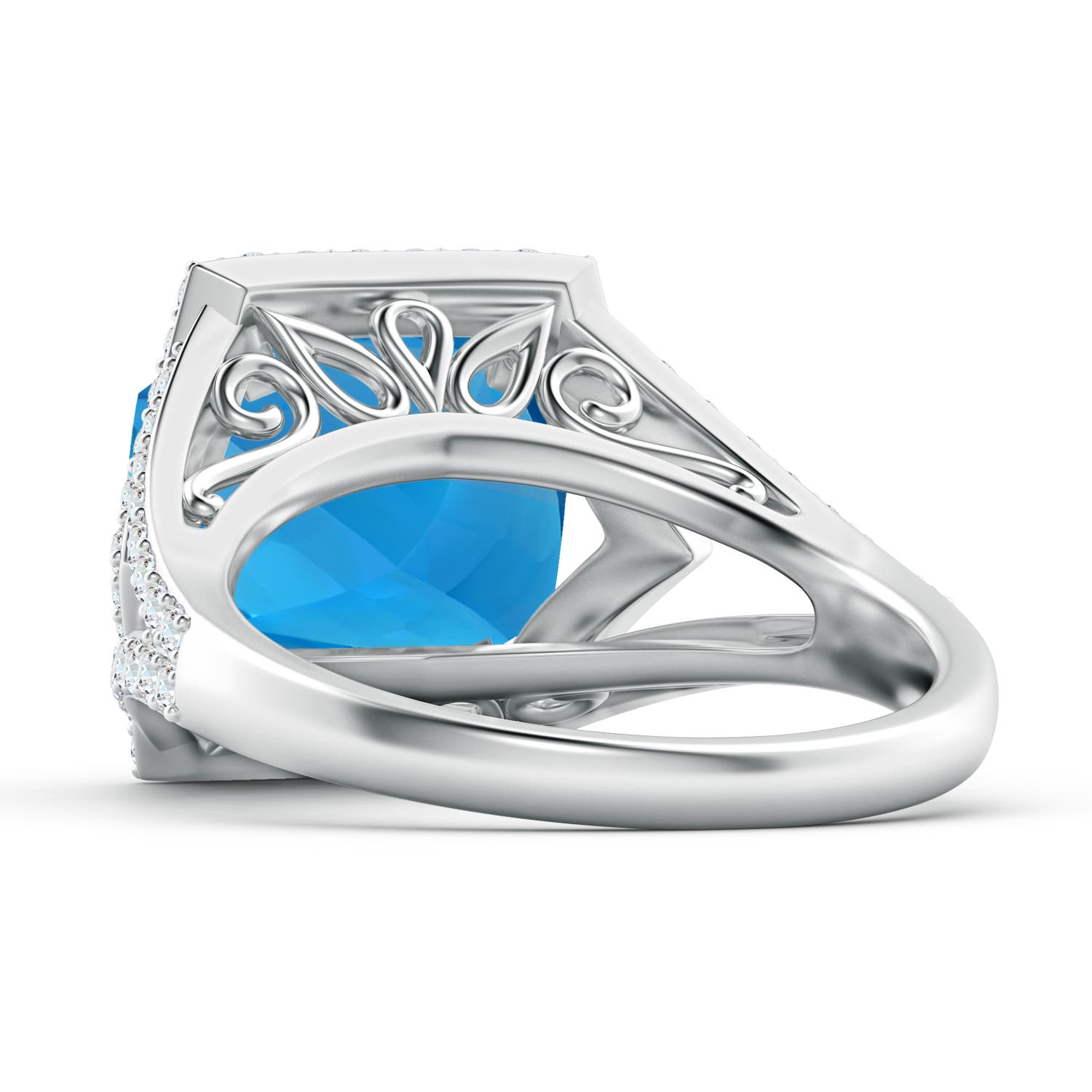 AAAA - Swiss Blue Topaz / 6.12 CT / 14 KT White Gold