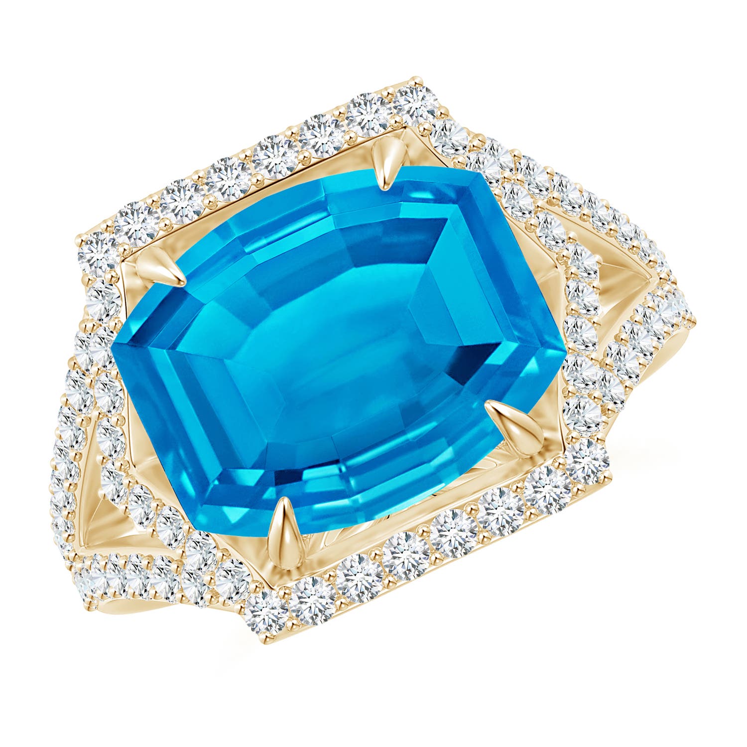 AAAA - Swiss Blue Topaz / 6.12 CT / 14 KT Yellow Gold