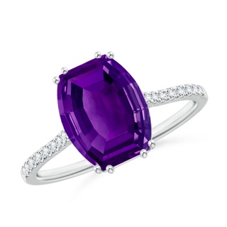10x8mm AAAA Barrel-Shaped Amethyst Solitaire Ring in P950 Platinum