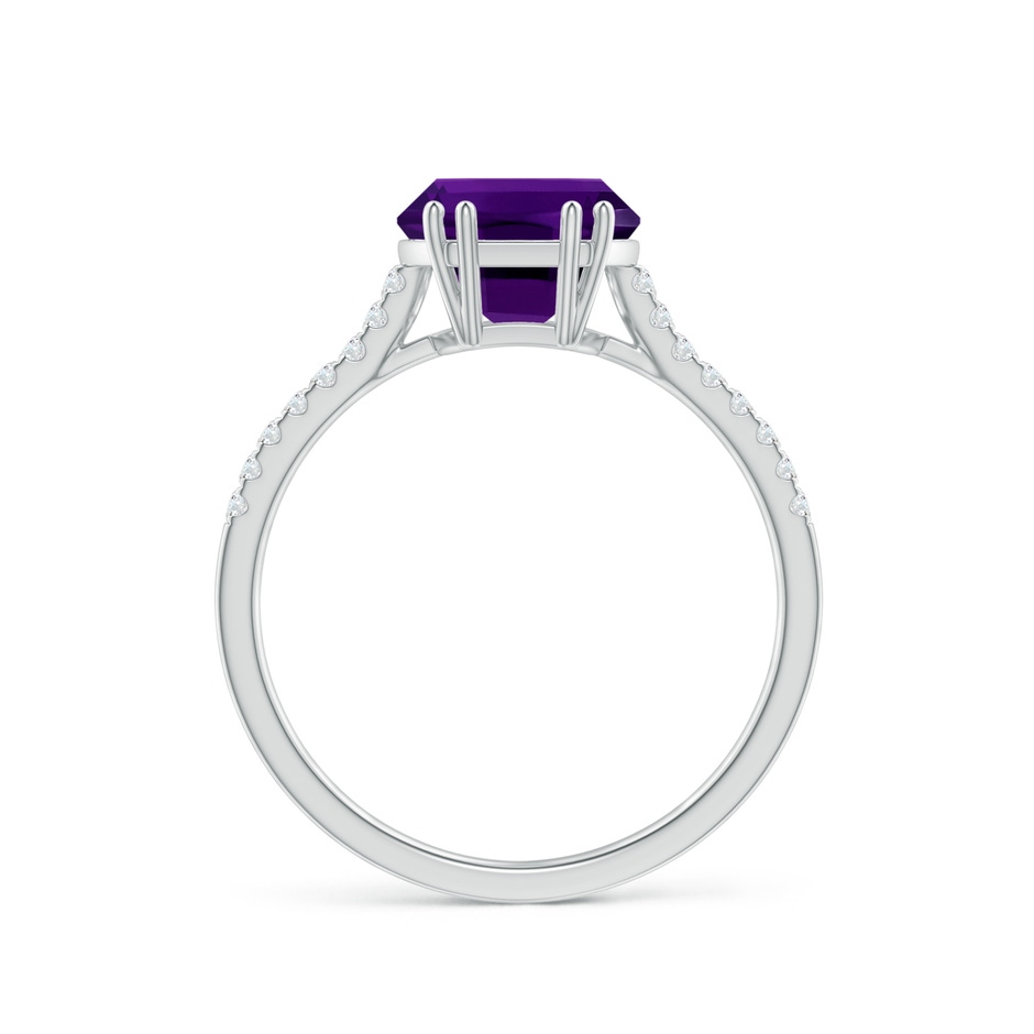 10x8mm AAAA Barrel-Shaped Amethyst Solitaire Ring in White Gold side-1