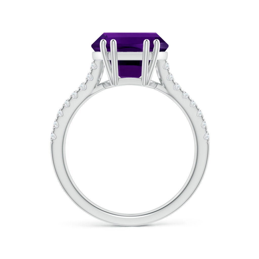 12x10mm AAAA Barrel-Shaped Amethyst Solitaire Ring in P950 Platinum Side-1