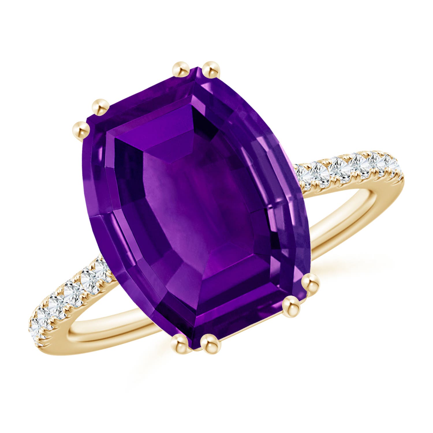 AAAA - Amethyst / 4.66 CT / 14 KT Yellow Gold