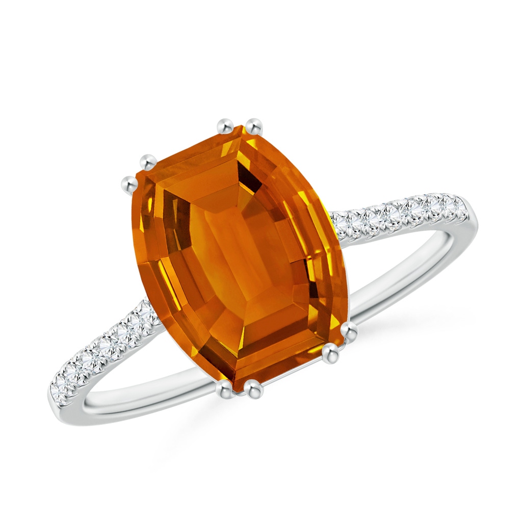 10x8mm AAAA Barrel-Shaped Citrine Solitaire Ring in P950 Platinum