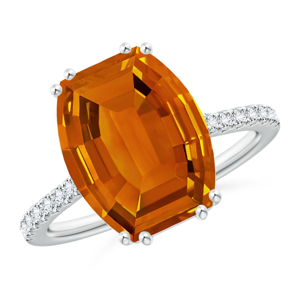 12x10mm AAAA Barrel-Shaped Citrine Solitaire Ring in White Gold