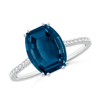 10x8mm AAAA Barrel-Shaped London Blue Topaz Solitaire Ring in P950 Platinum