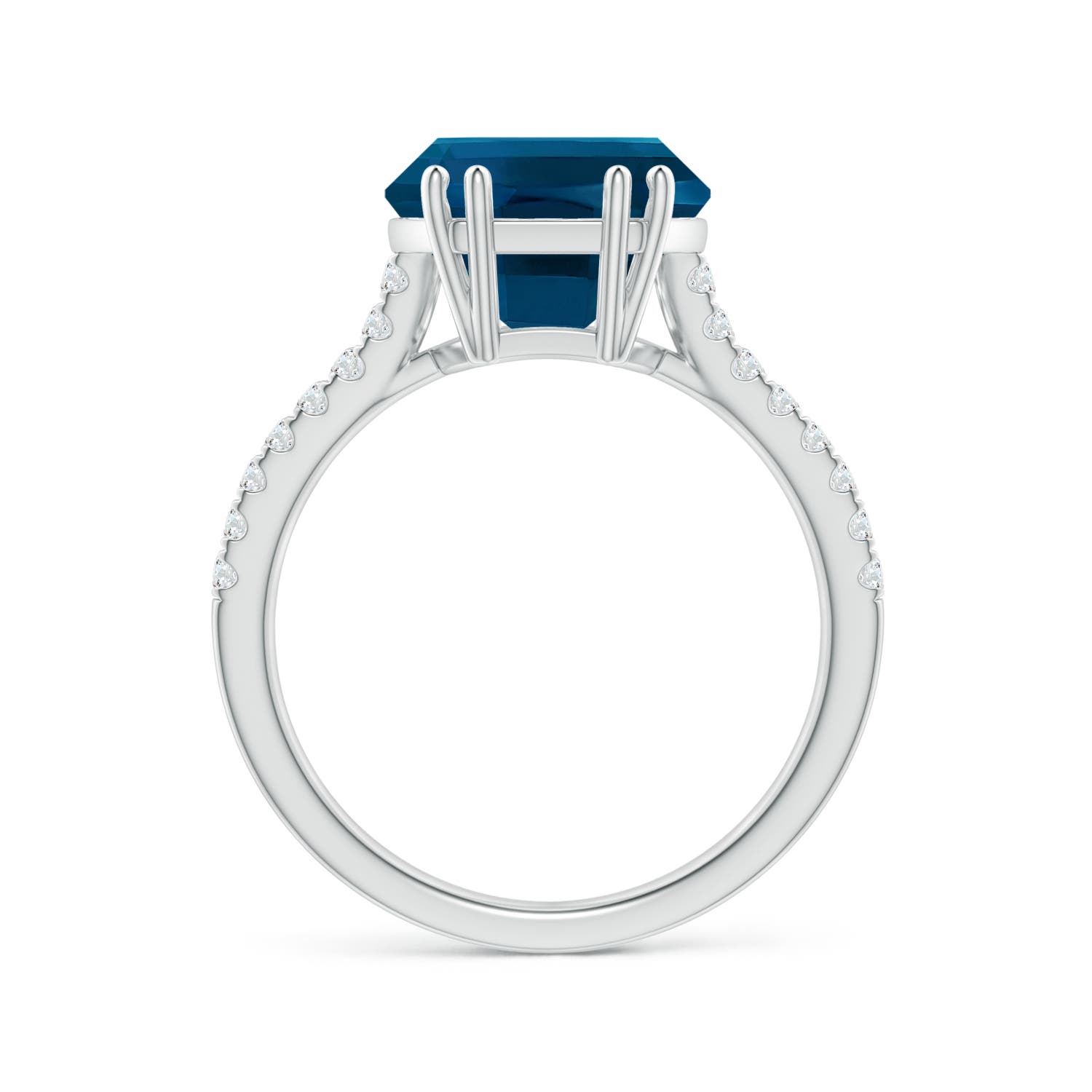 12x10mm AAAA Barrel-Shaped London Blue Topaz Solitaire Ring in P950 Platinum