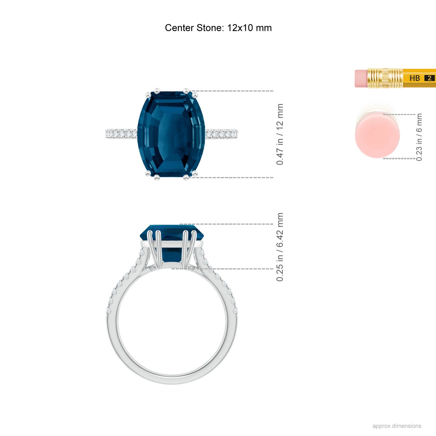 AAAA - London Blue Topaz / 5.56 CT / 14 KT White Gold