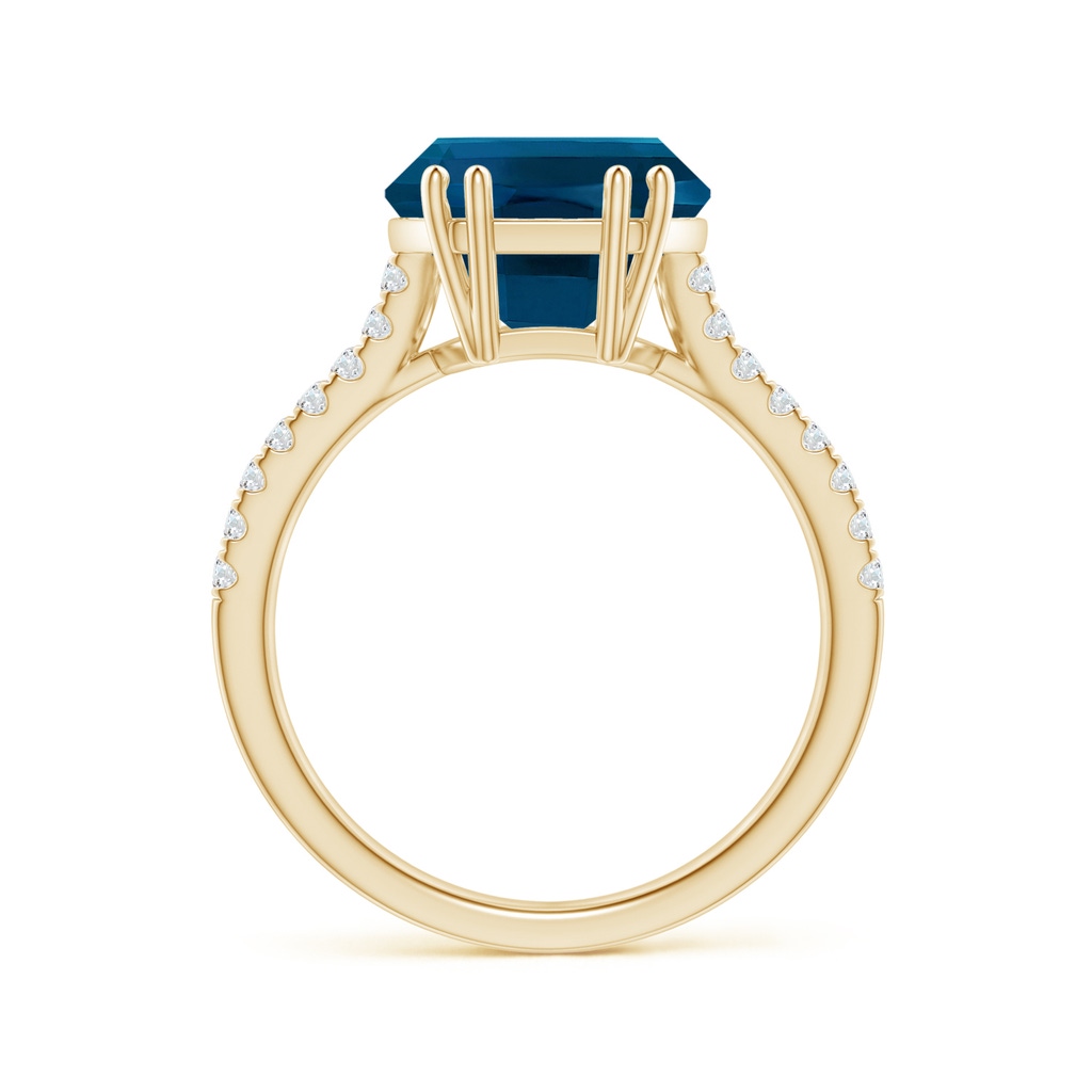 12x10mm AAAA Barrel-Shaped London Blue Topaz Solitaire Ring in Yellow Gold - side_1