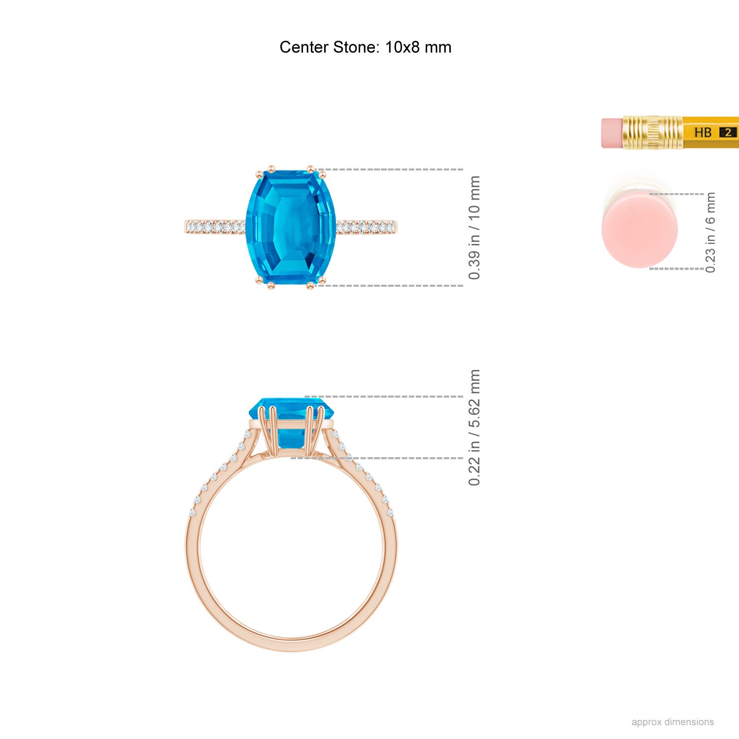 AAAA - Swiss Blue Topaz / 3.63 CT / 14 KT Rose Gold