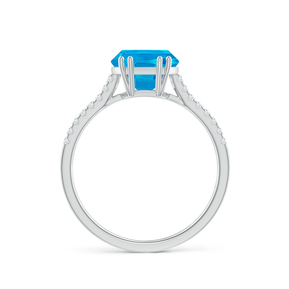 10x8mm AAAA Barrel-Shaped Swiss Blue Topaz Solitaire Ring in White Gold side-1