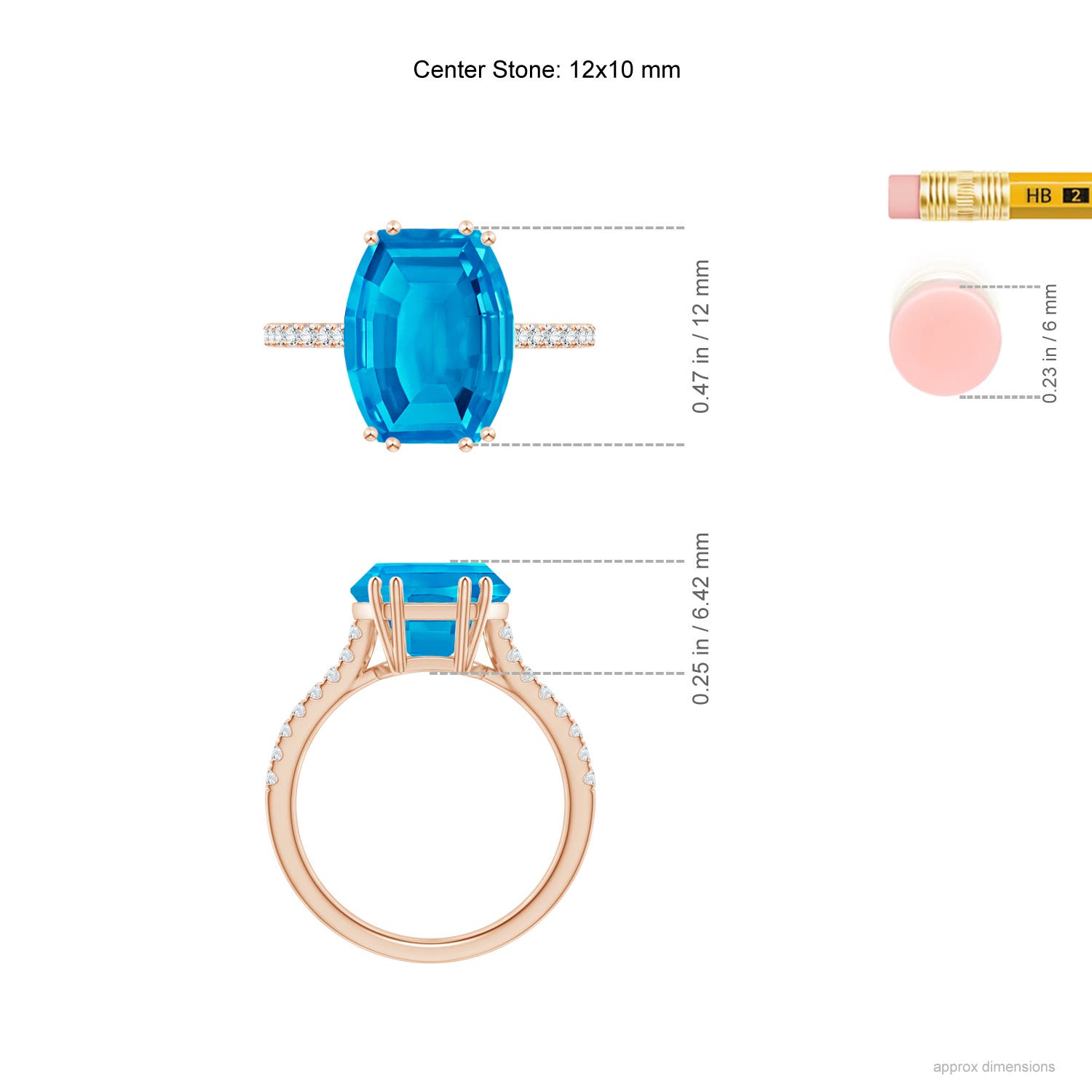 AAAA - Swiss Blue Topaz / 5.56 CT / 14 KT Rose Gold