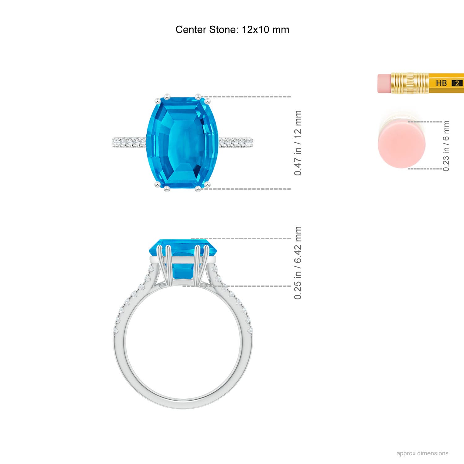 AAAA - Swiss Blue Topaz / 5.56 CT / 14 KT White Gold