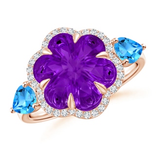 10mm AAAA Six-Petal Amethyst Flower Cocktail Ring in 9K Rose Gold