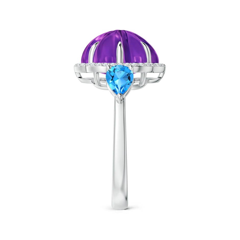 10mm AAAA Six-Petal Amethyst Flower Cocktail Ring in White Gold side-2