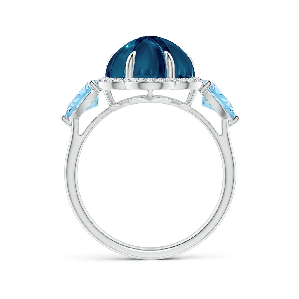 10mm AAAA Six-Petal London Blue Topaz Flower Cocktail Ring in White Gold Side-1