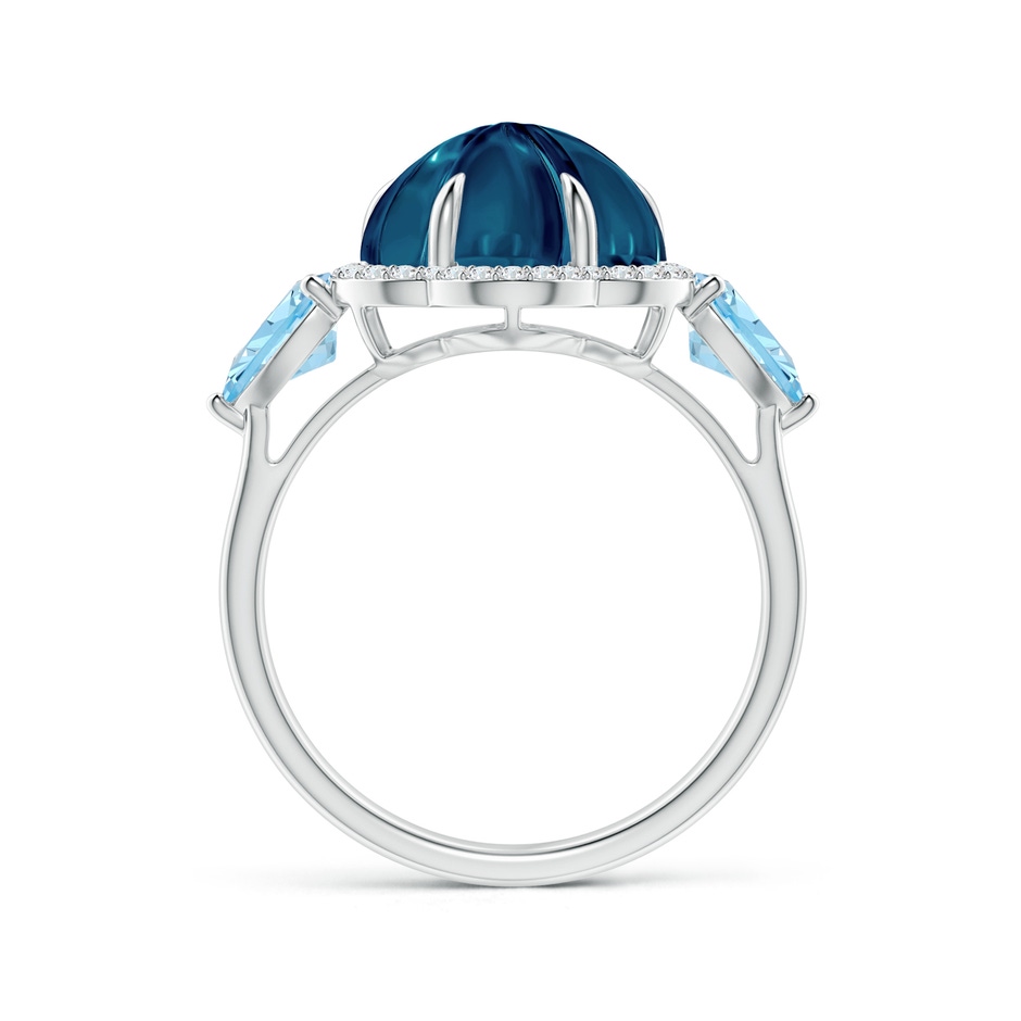 10mm AAAA Six-Petal London Blue Topaz Flower Cocktail Ring in White Gold side-1