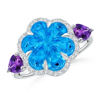 6 Petal Flower AAAA Swiss Blue Topaz