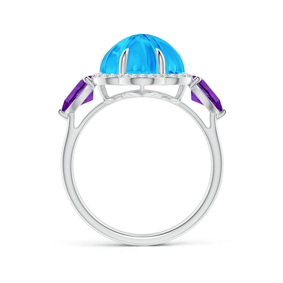 10mm AAAA Six-Petal Swiss Blue Topaz Flower Cocktail Ring in White Gold Side-1