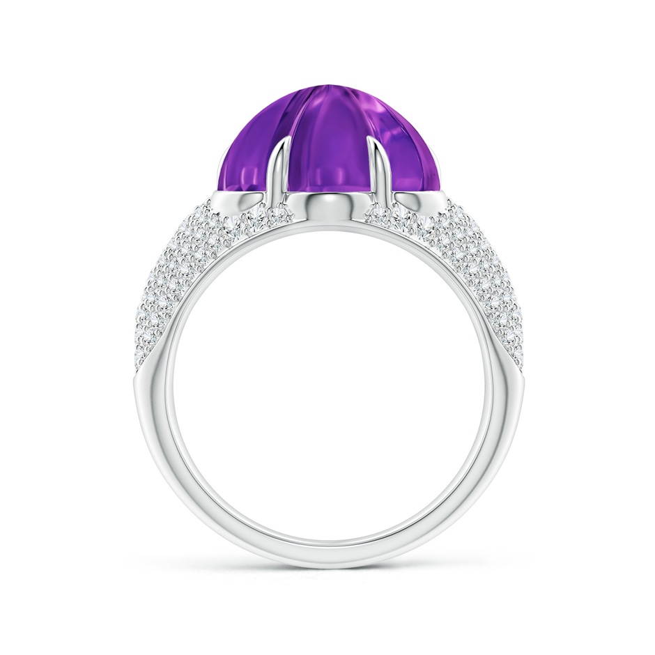 12mm AAAA Six-Petal Amethyst Flower and Diamond Cocktail Ring in White Gold side-1