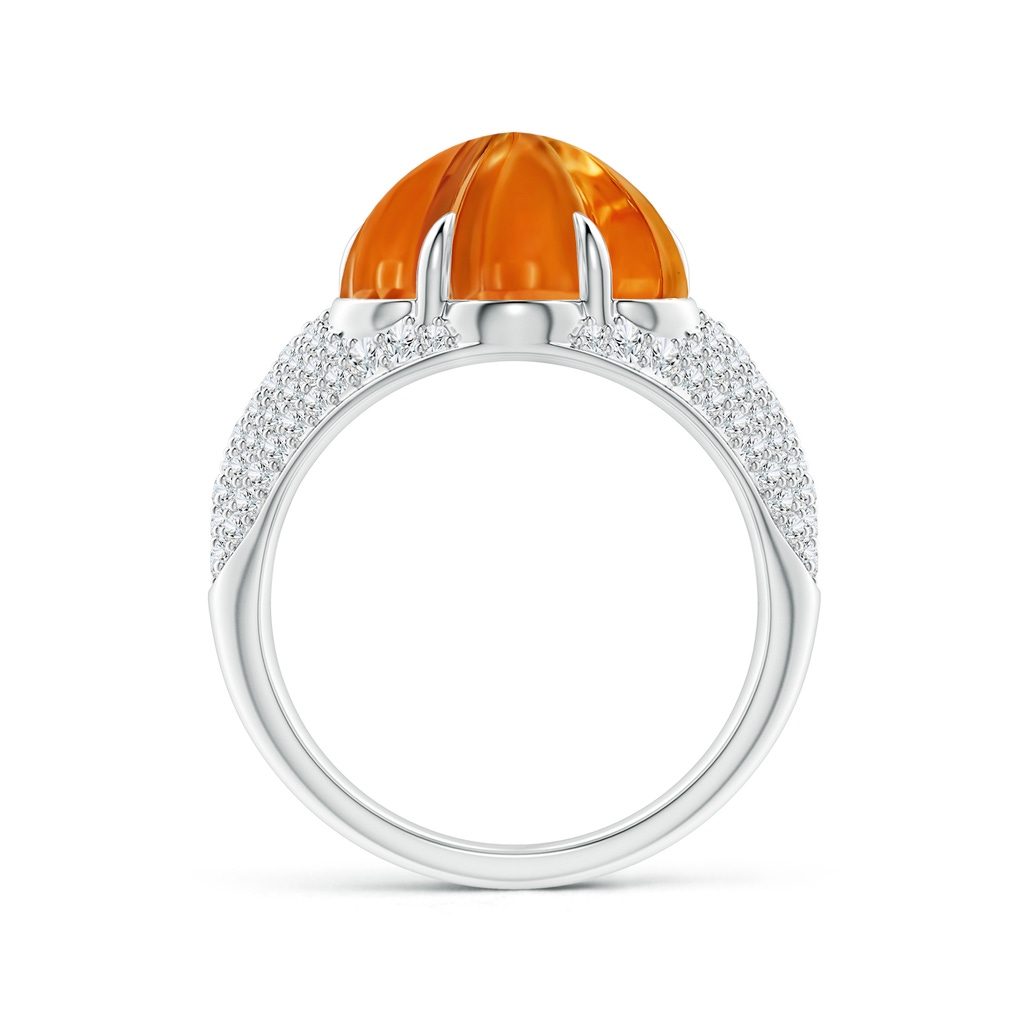 12mm AAAA Six-Petal Citrine Flower and Diamond Cocktail Ring in White Gold Side-1
