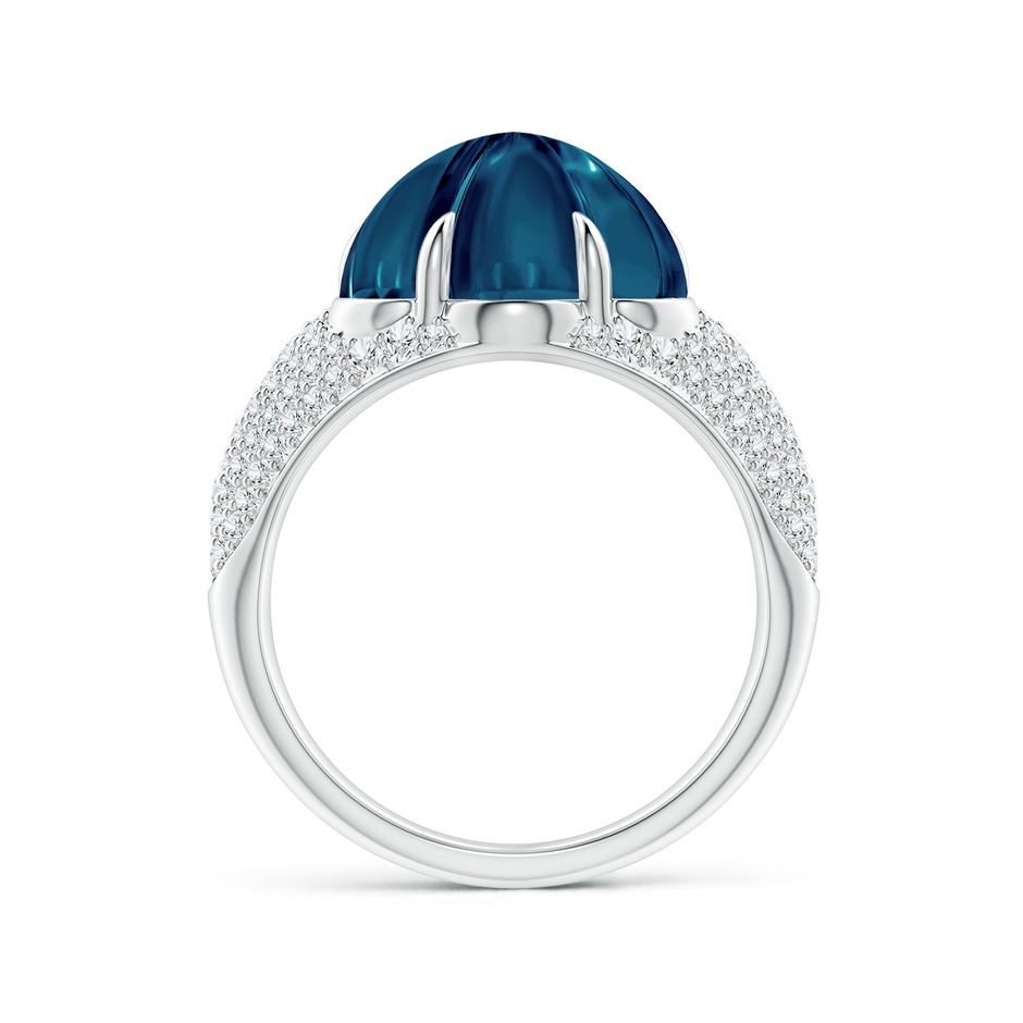 12mm AAAA Six-Petal London Blue Topaz Flower and Diamond Cocktail Ring in White Gold side-1