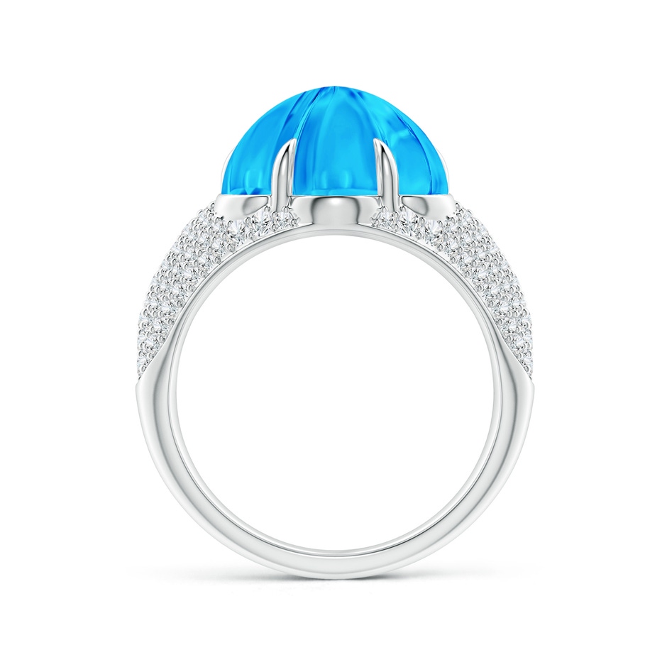 12mm AAAA Six-Petal Swiss Blue Topaz Flower and Diamond Cocktail Ring in White Gold side-1