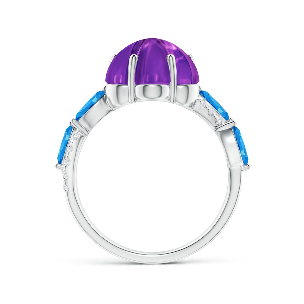 10mm AAAA Six-Petal Amethyst Flower Bypass Cocktail Ring in White Gold Side-1