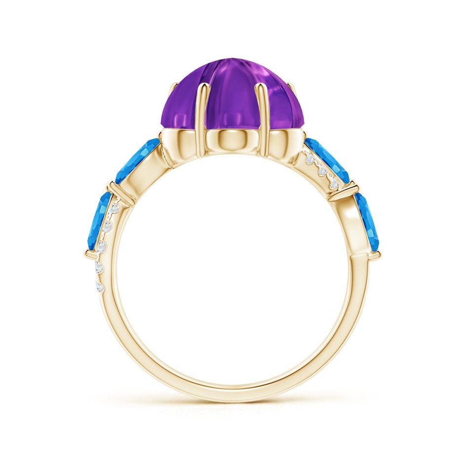 10mm AAAA Six-Petal Amethyst Flower Bypass Cocktail Ring in Yellow Gold side-1