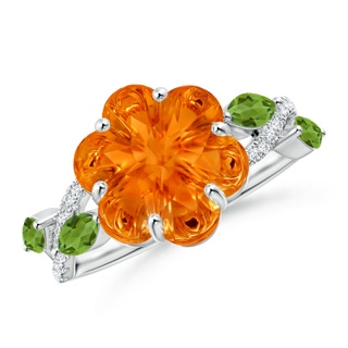 10mm AAAA Six-Petal Citrine Flower Bypass Cocktail Ring in White Gold