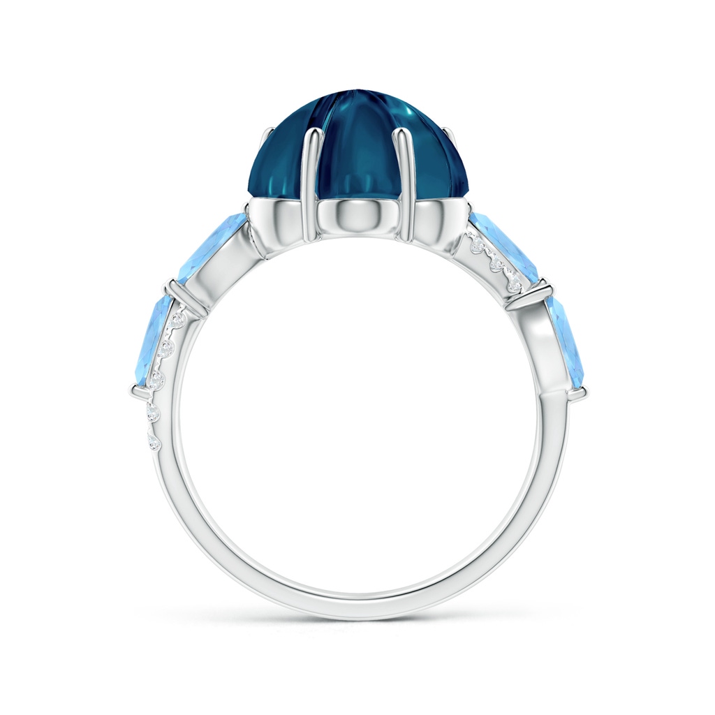 10mm AAAA Six-Petal London Blue Topaz Flower Bypass Cocktail Ring in White Gold Side-1