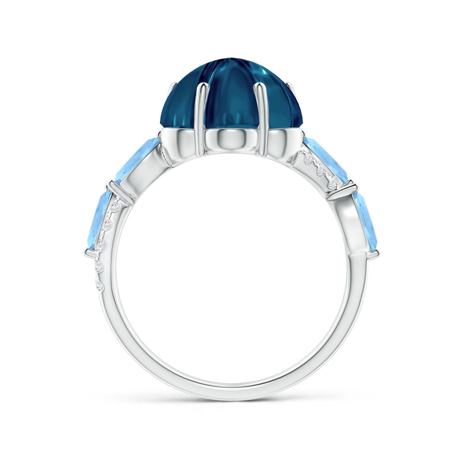 10mm AAAA Six-Petal London Blue Topaz Flower Bypass Cocktail Ring in White Gold side-1