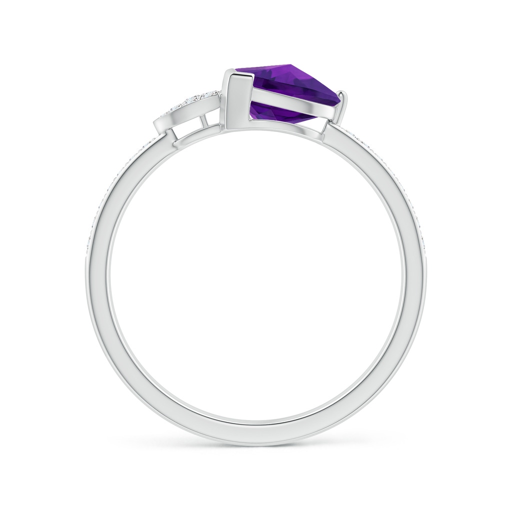 7mm AAAA Heart-Shaped Amethyst Ring with Pave Diamonds in White Gold Side-1